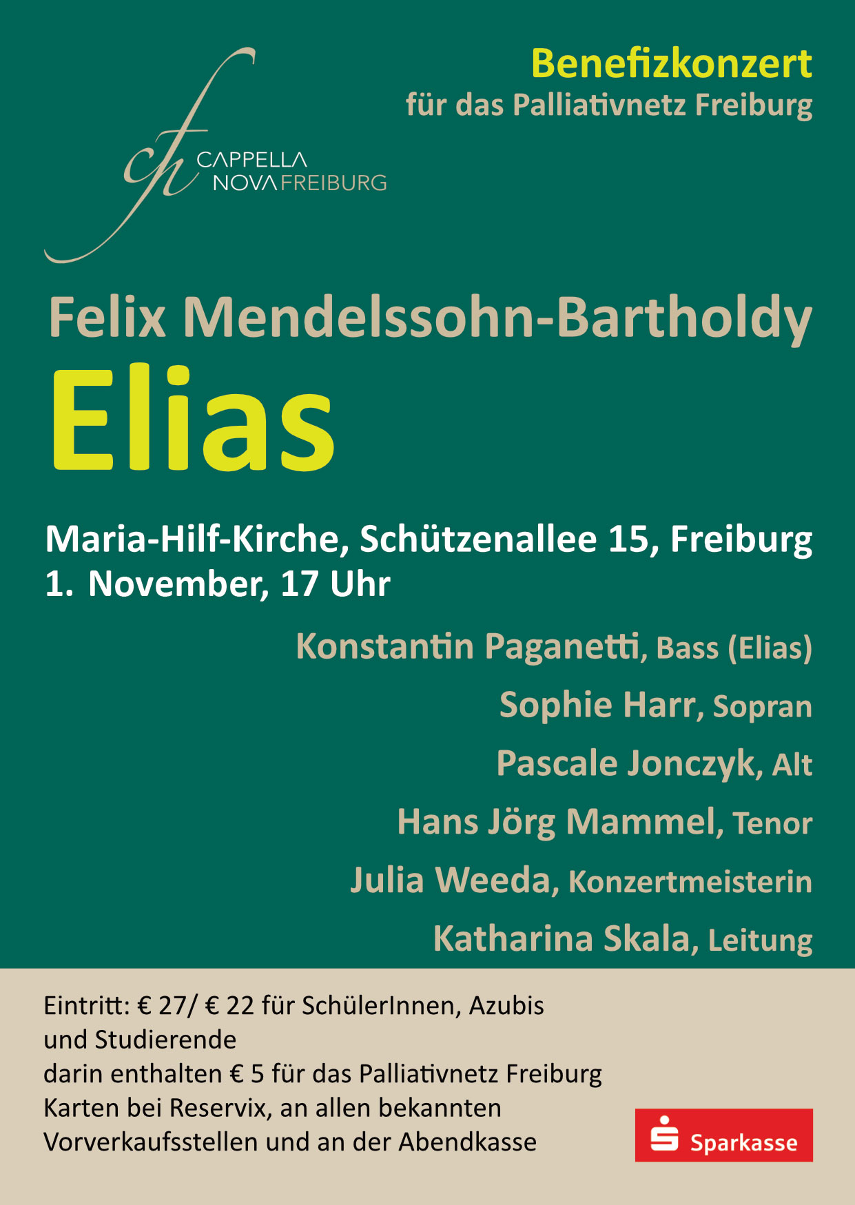 Einladung für ein Benefizkonzert am 1. November um 17 Uhr